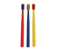 Brosse à dents VED ProCura Ultra Soft - Brosse à dents manuelle douce pour adultes avec poils super doux pour les dents et les gencives sensibles, (DARK BLUE+RED+YELLOW)
