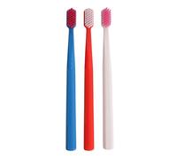 Brosse à dents VED ProCura Ultra Soft - Brosse à dents manuelle douce pour adultes avec poils super doux pour les dents et les gencives sensibles, (RED+WHITE+BLUE)