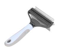 Brosse à déshabiller les chiens 2 en 1 avec peigne démêlant en acier, outil de détartrage des poils d’animaux et détacheur de nœuds pour grands chiens, outil de toilettage pour (Bleue)