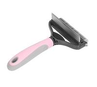 Brosse à déshabiller les chiens 2 en 1 avec peigne démêlant en acier, outil de détartrage des poils d’animaux et détacheur de nœuds pour grands chiens, outil de toilettage pour (Rose)