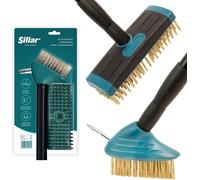 Brosse à désherber Sillar, set de brosses pour joints, brosse métallique avec manche télescopique 80-140cm