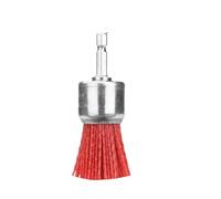 Brosse à disque métallique, Brosse à tasse Abrasive en Nylon rouge, perceuse roue, vernis bois, tige 20-100mm, fil acier au carbone 1/4(25mm Pen type)