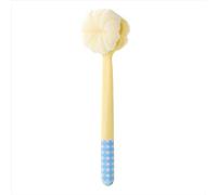 Brosse à dos à long manche pour douche - Exfoliante et nettoyante double face, portée extra longue pour un nettoyage en profondeur, brosse pour le bain et le corps (boule de bain, jaune)
