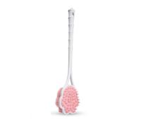 Brosse à dos en silicone à long manche - Brosse douce double face pour un bain et un massage faciles - Brosse de bain pour personne paresseuse (rose)