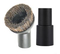 Brosse à épousseter ronde en crin de cheval avec adaptateur pour aspirateur Thomas Crooser 32 mm de diamètre, poils doux pour enlever la poussière en douceur sur les meubles et appareils électroniques
