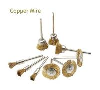Brosse à fil d'acier en laiton,outil lointain,foret électrique Dremel,polissage,meule,brosse en forme de T- 9Pcs Copper Set -B