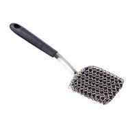 Brosse à gril, brosse à récurer, outil de nettoyage, 7,6 x 24,9 cm de long, poignée en silicone, poils en acier inoxydable, design résistant à la chaleur, action de gommage profonde, pour barbecue