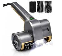 Brosse à gril électrique avec lumière LED, outil de nettoyage de barbecue rechargeable sans fil avec 3 têtes interchangeables, nettoyeur de barbecue à 2 vitesses pour grils extérieurs