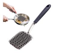 Brosse à grill, épurateur en acier inoxydable avec poignée longue en silicone - brosse à laver à usage lourd pour grill extérieur, barbecue, camping, nettoyage en pot et casserole, assiette facile à n