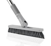 Brosse à joints avec long manche pour nettoyage de salle de bain, brosse de nettoyage des joints pour sols carrelés, brosse de nettoyage des joints rotative à 180° pour cuisines, plinthes, garages,
