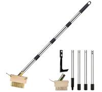 Brosse à joints mauvaises herbes, grattoir à joints avec manche rétractable, 160 cm, grattoir à joints avec brosse métallique et grattoir, appareil d'élimination des mauvaises herbes pour enlever la
