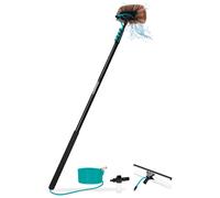 Brosse à laver télescopique - 6,50m | Incl. brosse multi-usages, nettoyeur de vitres 2-en-1, tuyau et distributeur de savon