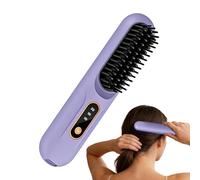 Brosse à lisser chauffante à 3 températures - Brosse électrique sans fil pour coiffer les cheveux longs, courts, épais et fins, pour femmes, filles, maison, voyage, fête, rendez-vous