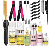 Brosse à Lisser Électrique à Peigne Chaud Avec Réglages Réglables, Peigne Chaud à Chauffage Rapide Électrique Pour Perruques, Peignes à Pression Pour Cheveux Noirs, Lisseur Professionnel