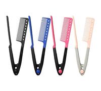 Brosse à lisser les cheveux, peigne de lissage des cheveux 4pc, brosse de lissage en V en forme de V, pinceau de lissag-e amélioré avec des poils denses pour les cheveuxs épais, un peigne antistatique
