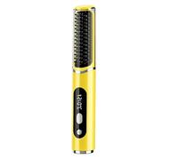 Brosse à lisser les cheveux portable, rechargeable, Yellow | Cinq réglages, conception anti-brûlure
