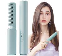 Brosse à lisser - Peigne chauffant rechargeable de 18,5 x 3,2 cm, revêtement céramique MCH rapide, température réglable | Brosse coiffante portable pour lisser les cheveux bouclés épais et fins