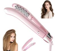 Brosse à lisser sans fil, Mini brosse à lisser portable 3D, 140-200°C 4 réglages de température, brosse à lisser à ions négatifs pour cheveux lisses et frisés avec pince à cheveux et peigne de manche