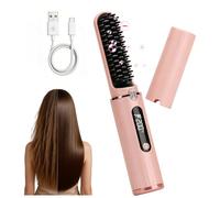 Brosse à lisser sans fil, peigne chaud à ions négatifs pour femme avec 4 températures réglables, portable rechargeable par USB, peigne anti-brûlure, arrêt automatique, sécurité pour voyage et maison