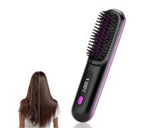 Brosse à lisser sans fil, portable, rechargeable par USB, avec 3 réglages de chaleur réglables et arrêt automatique pour tous les types de cheveux, barbe, voyage et usage quotidien (noir)