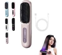Brosse à lisser sans fil pour cheveux courts, peigne chauffant professionnel en céramique, rechargeable par USB, brosse à lisser portable sans fil avec écran LED et 3 réglages de chaleur pour voyage