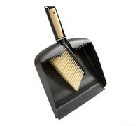 Brosse à main et pelle 2 en 1 avec matériaux en plastique et nylon, conçue pour plusieurs surfaces de sol, y compris le bois, le marbre et le stratifié (noir)