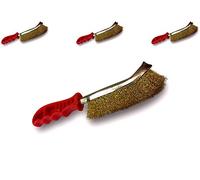 Brosse à main métallique convexe | Lot de 3 | 1 rang acier laitonné | Brossage et nettoyage des surfaces métalliques | Usage occasionnel ou intensif | SKRIB | Kibros 8SPIVx3