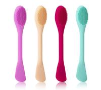 Brosse à Masque Silicone Pinceaux à Double Extrémité Doux Applicateurs de Beauté Visage pour Masque de Boue, Argile, Mélange de Charbon de Bois, Crème, Lotion 4 Pièces (4 Couleurs)