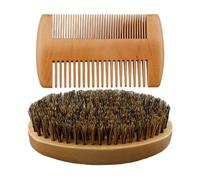 Brosse à moustache et peigne - Brosse à cheveux pour le visage Boar Bristle, peigne de style à double action | Assure que le toilettage sans nœuds, les formes et définit la moustache, répartit le