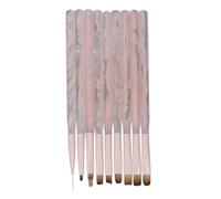Brosse à Nails de 9 PCS Ensemble, Pinceaux en Gel D'extension des Ongles avec Brosses à Dessin Ovale Plate Fine pour les Ongles de Gel UV, Poignée Légère
