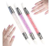 Brosse à ongles en silicone - Modelage précis et application facile des paillettes | Lot de 3 pinceaux en silicone pour la conception des ongles en gel et gel UV, pour manucure, cueilleur de strass