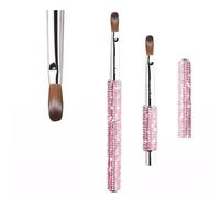 Brosse à ongles ombrée pour extension d'ongles en acrylique, pinceau ovale plat en gel avec manche en diamant rose pour estomper les dégradés et une utilisation professionnelle de manucure