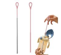 Brosse à paille compacte - Adorable ensemble de nettoyage en silicone réutilisable à long manche - Rondelle antidérapante de 25 cm - 6 mm - 9 mm - Outil de nettoyage pour tasse, tasse et biberon