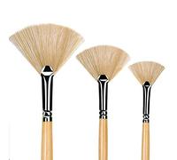 Brosse à Peinture Set 3pcs Artiste Fan Brosse en Bois à Long Manche Pinceau pour la Peinture à l'huile Peinture Acrylique Peinture à l'aquarelle.