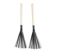 Brosse à percussion avec poils en nylon flexibles, noir | Paire de poignées en bois pour une dynamique douce, des échantillons de groupe, une utilisation sur scène