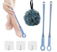Brosse à pied à long poignée, Brosse de pieds de douche - Applicateur de lotion pour orteils avec manche long en silicone,Brosse de nettoyage ergonomique pour personnes âgées