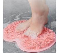 Brosse à pieds en silicone pour la douche - Brosse en silicone avec ventouses antidérapantes - Pour soins des pieds, exfoliation, spa, réduit la douleur (rose)