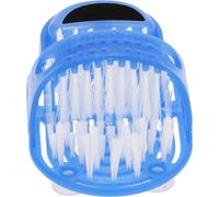 Brosse à pieds pour la douche Chaussure en plastique Exfoliant Masseur de pieds Nettoyeur avec ventouse Bleu
