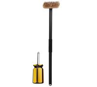 Brosse à pierre à pizza avec poils en laiton et grattoir, outil 2 en 1 pour la maison, la cuisine, le restaurant