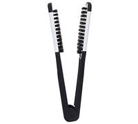 Brosse à Pince à Cheveux, ABS Lissage Feuille d'aluminium Brosse à Pince à Barbe Lissage Creux pour Salon de Coiffure à Domicile (Noir blanc)