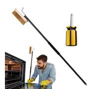 Brosse à pizza avec manche réglable en longueur - poignée extensible, brosse inclinée, structure en métal durable, prise confortable | Brosse pour four à pizza, four à bois, grill, nettoyage facile en