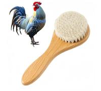 Brosse à plumes de poulet, brosse en laine extra douce avec manche en bois, adaptée pour chien, poulet, chat, hamster, cochon d'Inde, lapins et petits animaux, toilettage et soins du bain