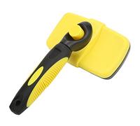 Brosse à poils d’animaux, auto-nettoyante, massage, embout rond, brosse de toilettage pour chiens et chats, lapins, brosse ergonomique à poils rétractables pour l’élimination des p (Jaune)