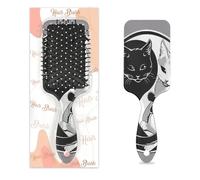 Brosse à poils de chat drôle noir et blanc avec coussin d'air humide et sec - Brosse à cheveux démêlante en plastique pour enfants et adultes - Cadeau de rentrée scolaire pour homme et femme