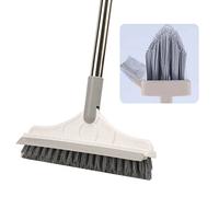 Brosse à récurer 2 en 1 à 3 poteaux avec Long Manche en Forme de V, Brosse à Poils rigides avec raclette, Brosse rotative à 120 ° pour Le Nettoyage de Salle de Bain, Verre, terrasse