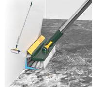 Brosse à Récurer 2 en 1 Avec Raclette - Rotative à 180° Avec Long Manche en V - Pour Joints, Salle de Bain, Patio, Cuisine, Mur et Terrasse