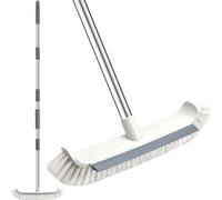 Brosse à récurer à long manche avec long manche réglable,raclette et poils 2 en 1 pour nettoyer les cuisines,salles de bains,carreaux,garages,murs et piscines