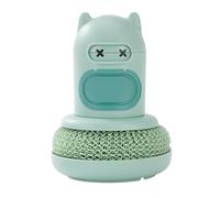 Brosse à récurer de cuisine - Système de nettoyage à bouton-poussoir pour distributeur de savon, poignée de réservoir de savon liquide intégrée, nettoyant pour pot en éponge de nettoyage robuste, aide