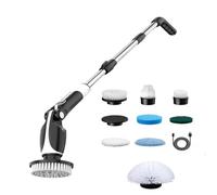 Brosse à récurer électrique à double interrupteur avec 8 têtes multifonctions pour carrelage de bain, carrelage, sol, mur, cuisine, nettoyage en profondeur, brosse de nettoyage à double interrupteur
