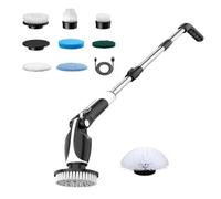 Brosse à récurer électrique sans fil, 8 têtes interchangeables, 90 min d'autonomie, moteur 500 tr/min, pour joints de carrelage de salle de bain, double interrupteur, brosse de nettoyage